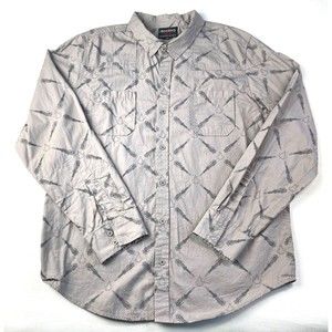 ASSASSIN'S CREED Gray BLADES PRINT Long Sleeve Button-Up Shirt! Gamer Sz XL